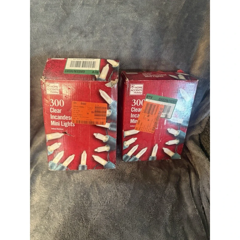 Lot Of 2 300 Light Clear Incandescent  Mini Christmas‎ lights By HOME ACCENTS